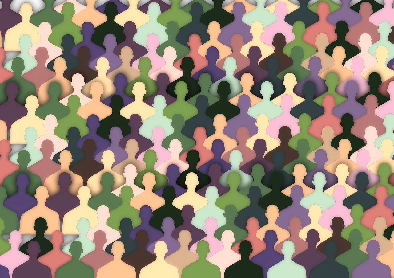 Diverse people silhouettes representing public service